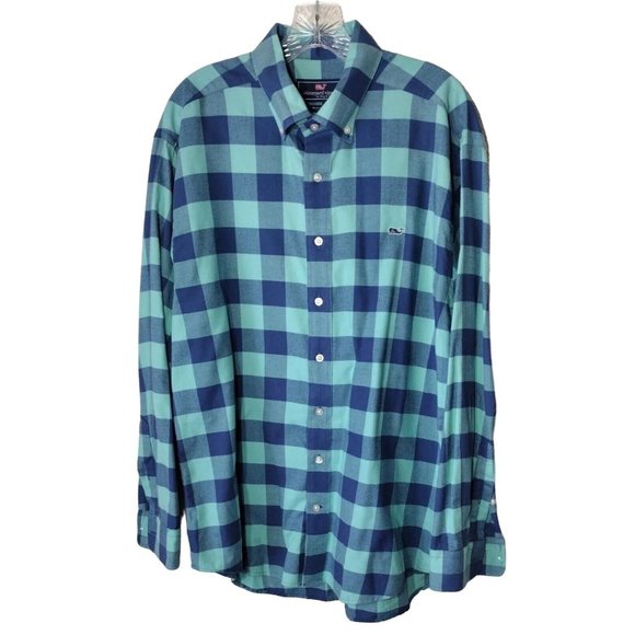 Vineyard Vines Whale Shirt Mens Large Long Sleeve Plaid - Picture 1 of 10